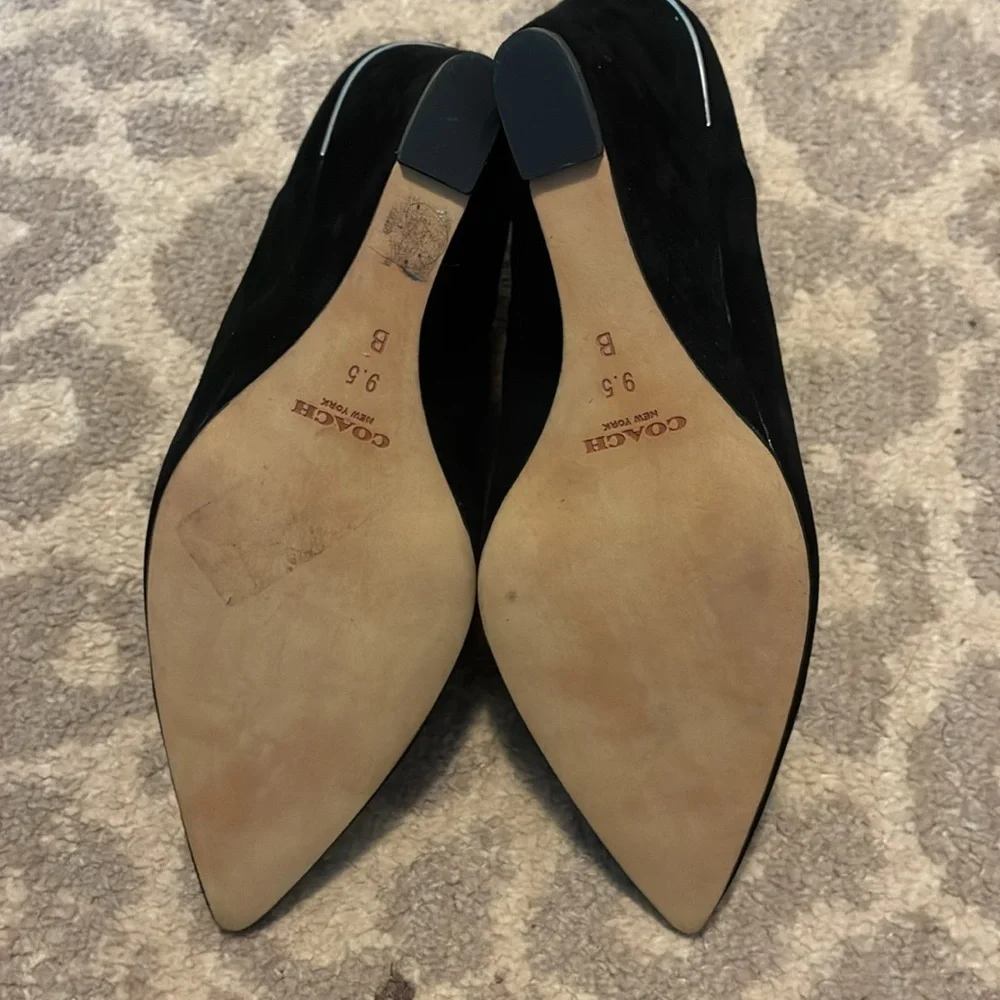 Coach Oakdale Black Suede Wedge Booties Size 9.5
